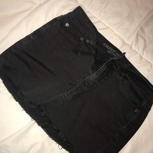 Black denim skirt